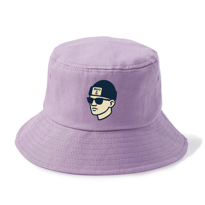 Annapolis Midshipman wearing Navy beanie with anchor patch - Bucket Hat - Purple