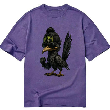 Vegas Roadrunner wearing Raiders beanie with neon patch and wayfarer sunglasses - Classic T-shirt - Purple