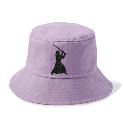 Kendo swordsman in striking stance - Bucket Hat - Purple