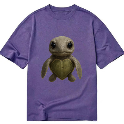 Baby Olive Ridley Turtle - olive green shell, heart-shaped carapace, bright eyes, - Classic T-shirt - Purple