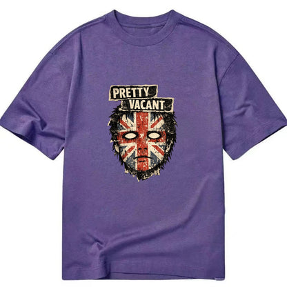 PRETTY VACANT | Blank stare Union Jack face | Empty expression | Punk nihilism | - Classic T-shirt - Purple