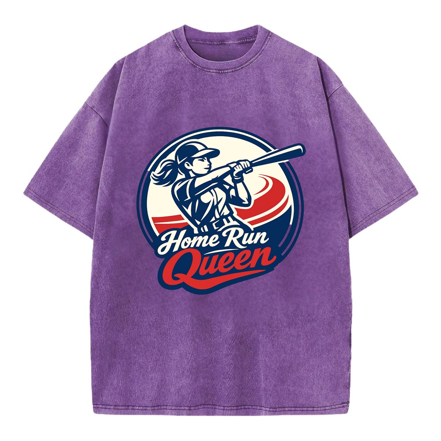 Feminine Power at Bat - Vintage T-shirt - Purple
