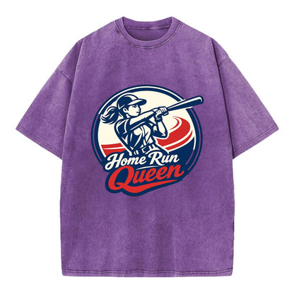 Feminine Power at Bat - Vintage T-shirt - Purple