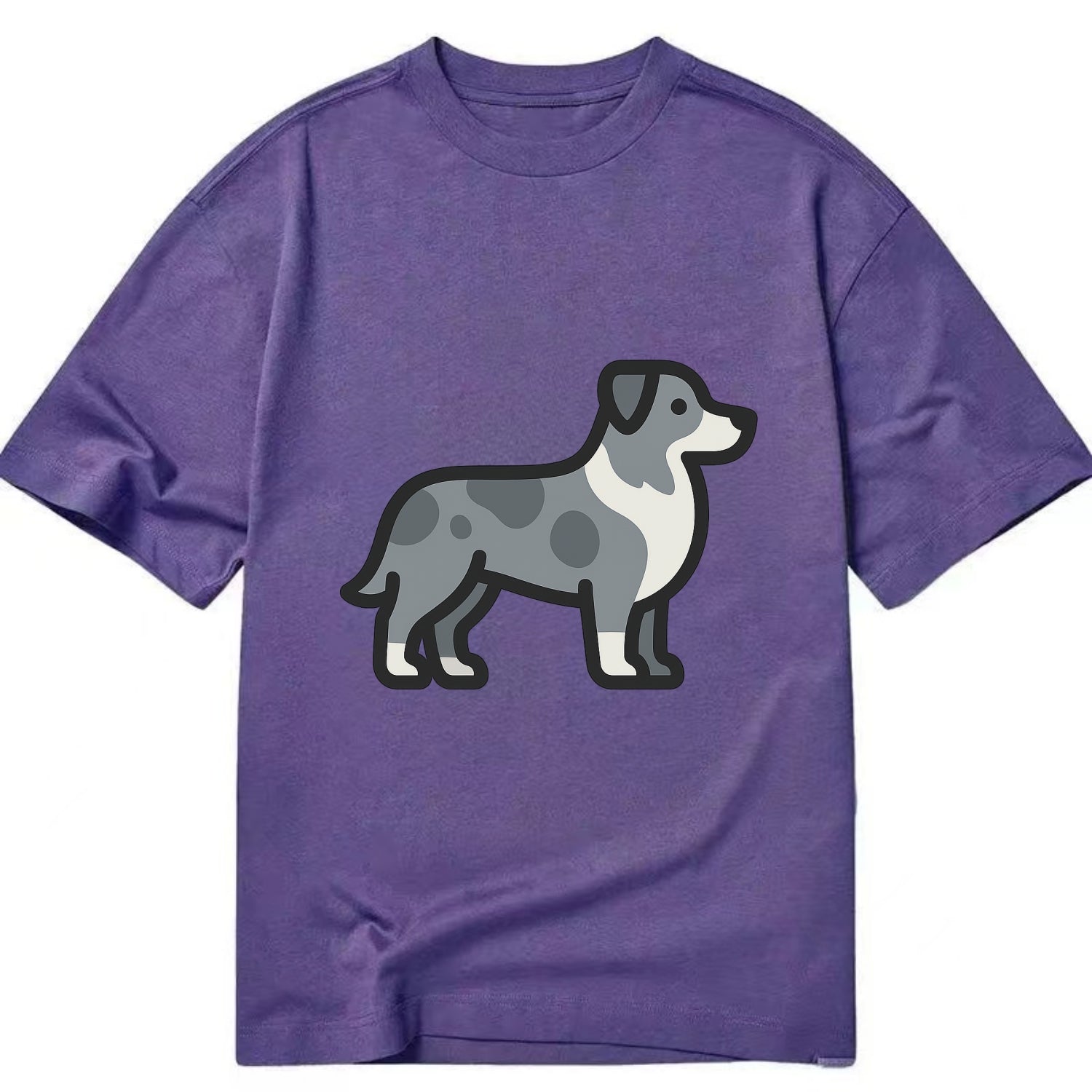 Australian Shepherd - Blue merle flat side profile - Classic T-shirt - Purple