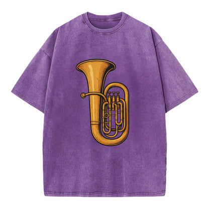 Tuba with large brass bell - Vintage T-shirt - Purple