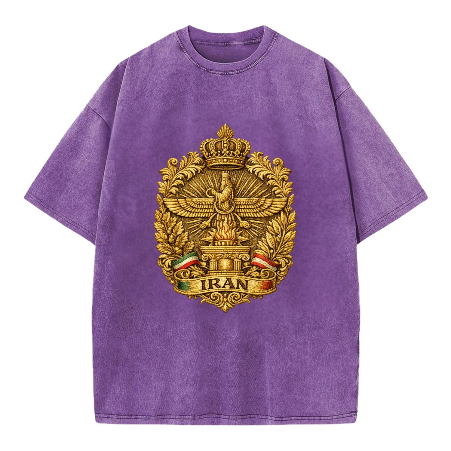 Iran Fire Temple Emblem - Vintage T-shirt - Purple