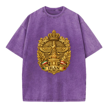 Iran Fire Temple Emblem - Vintage T-shirt - Purple
