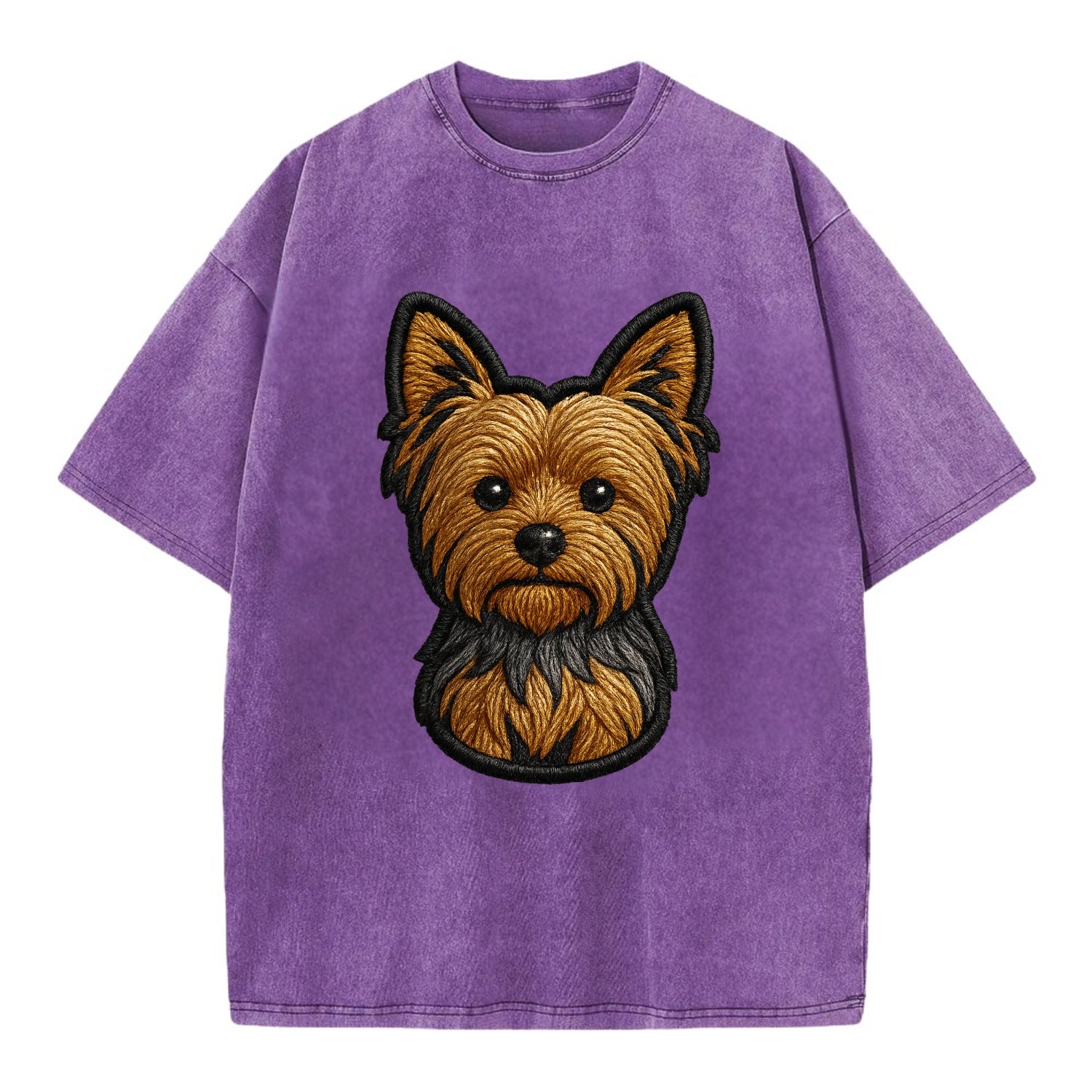 Yorkshire Terrier - Modern tiny dog logo - Vintage T-shirt - Purple