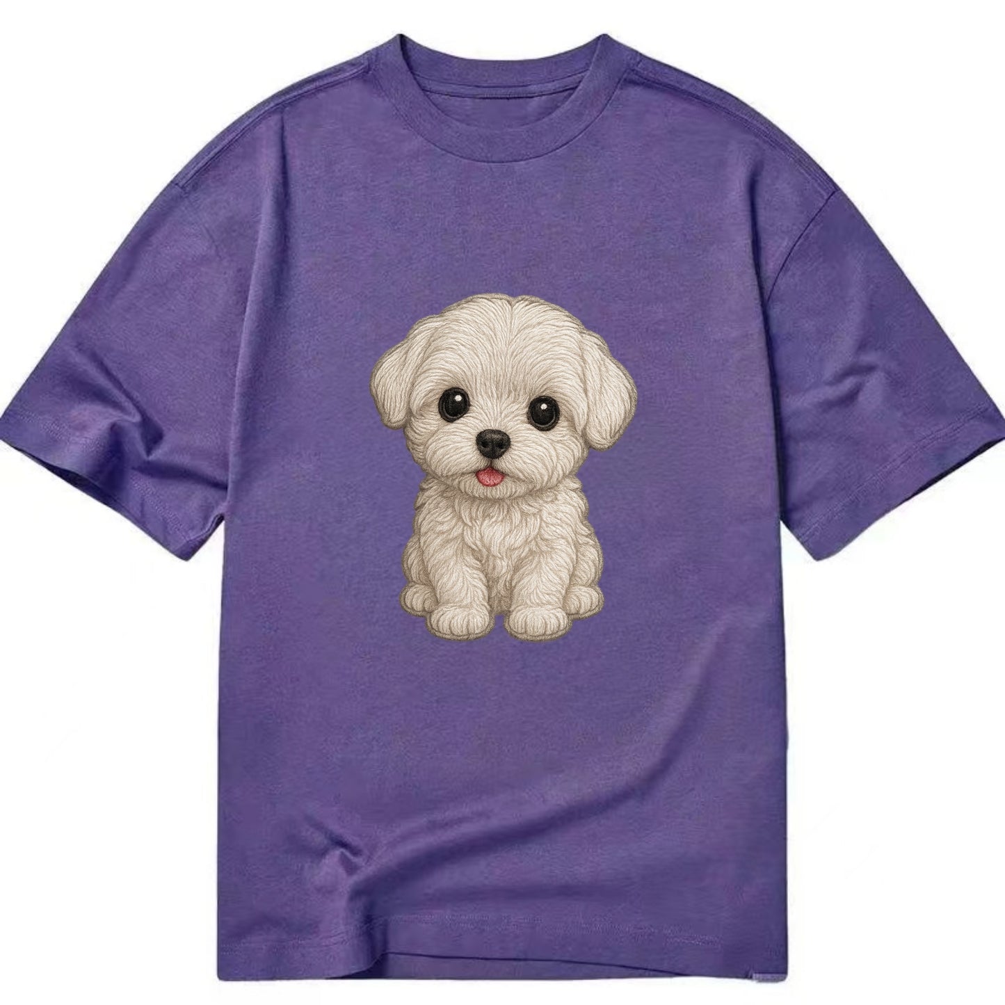 Baby Maltese Puppy - pure white silky coat, black button eyes, tiny nose, - Classic T-shirt - Purple