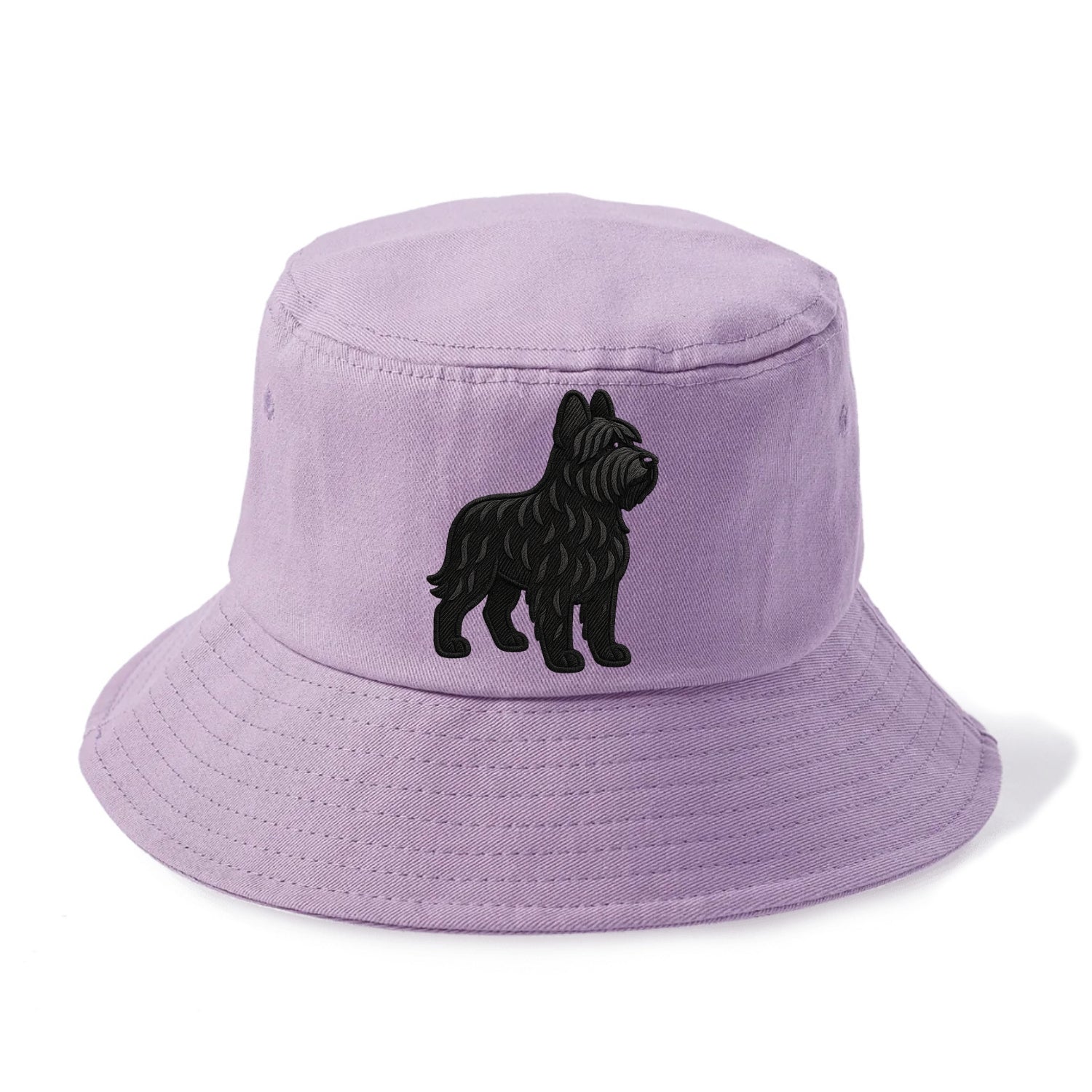 Briard - Black wavy coat embroidered herding pose - Bucket Hat - Purple