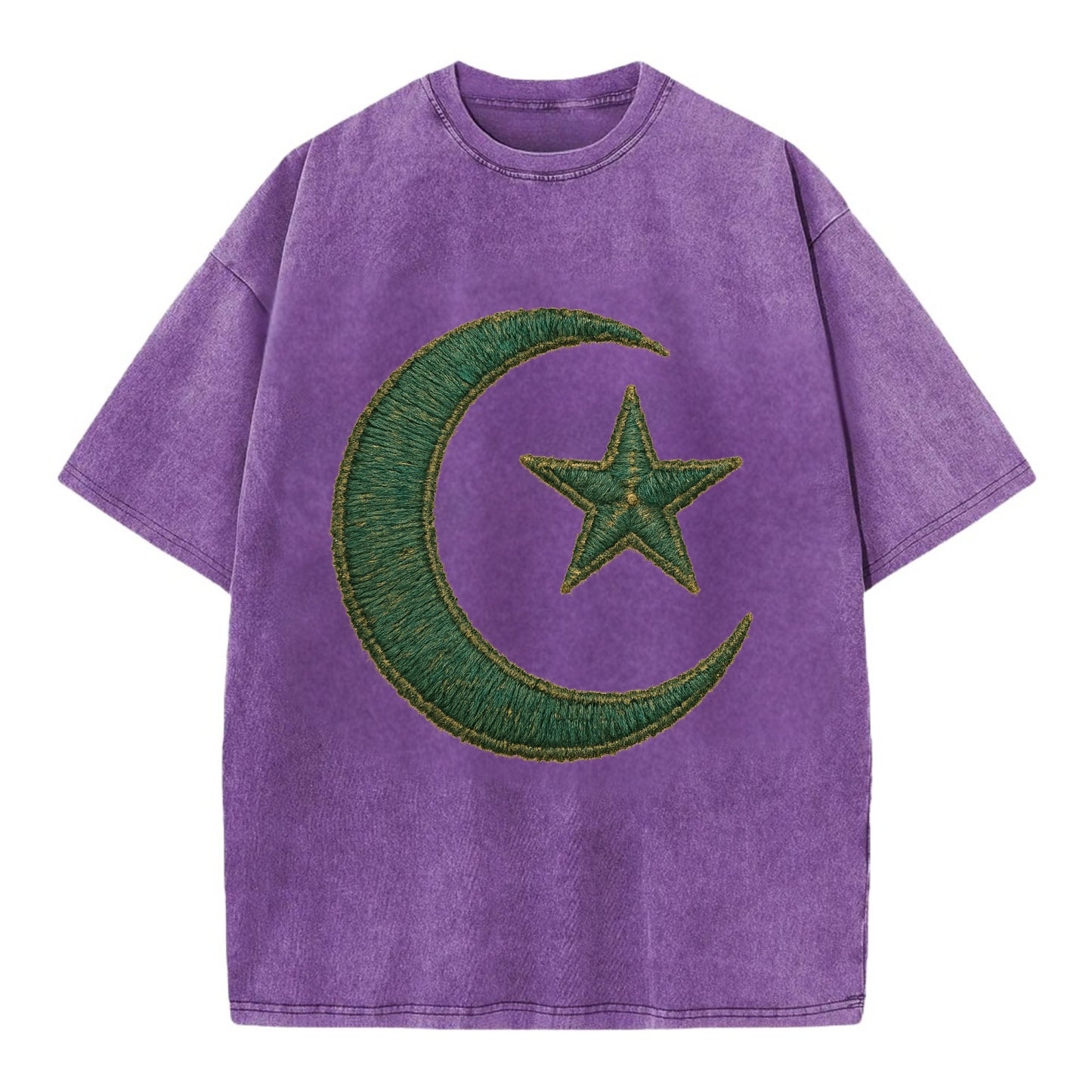 Crescent Moon and Star - Vintage T-shirt - Purple