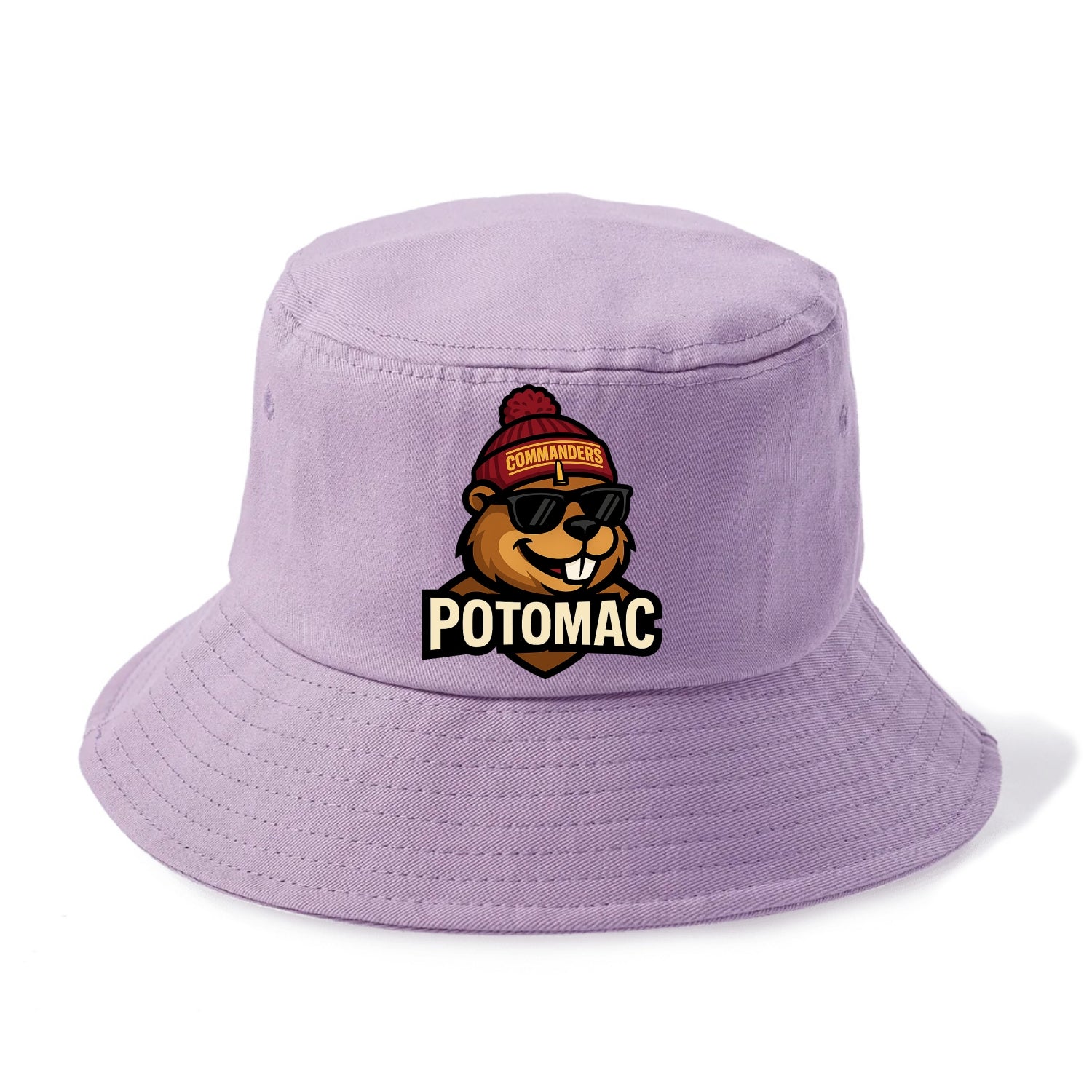 Potomac Beaver wearing Commanders beanie with monument patch and wayfarer sunglasses - Bucket Hat - Purple