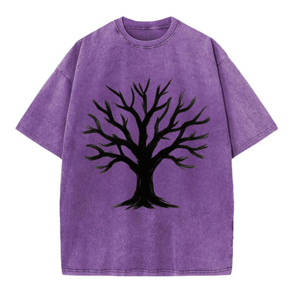 Tree with many branches - community strength ink art - Vintage T-shirt - Purple