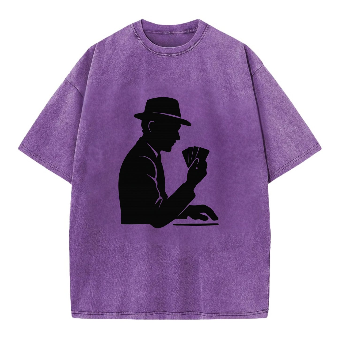 Poker player with cards close - Vintage T-shirt - Purple