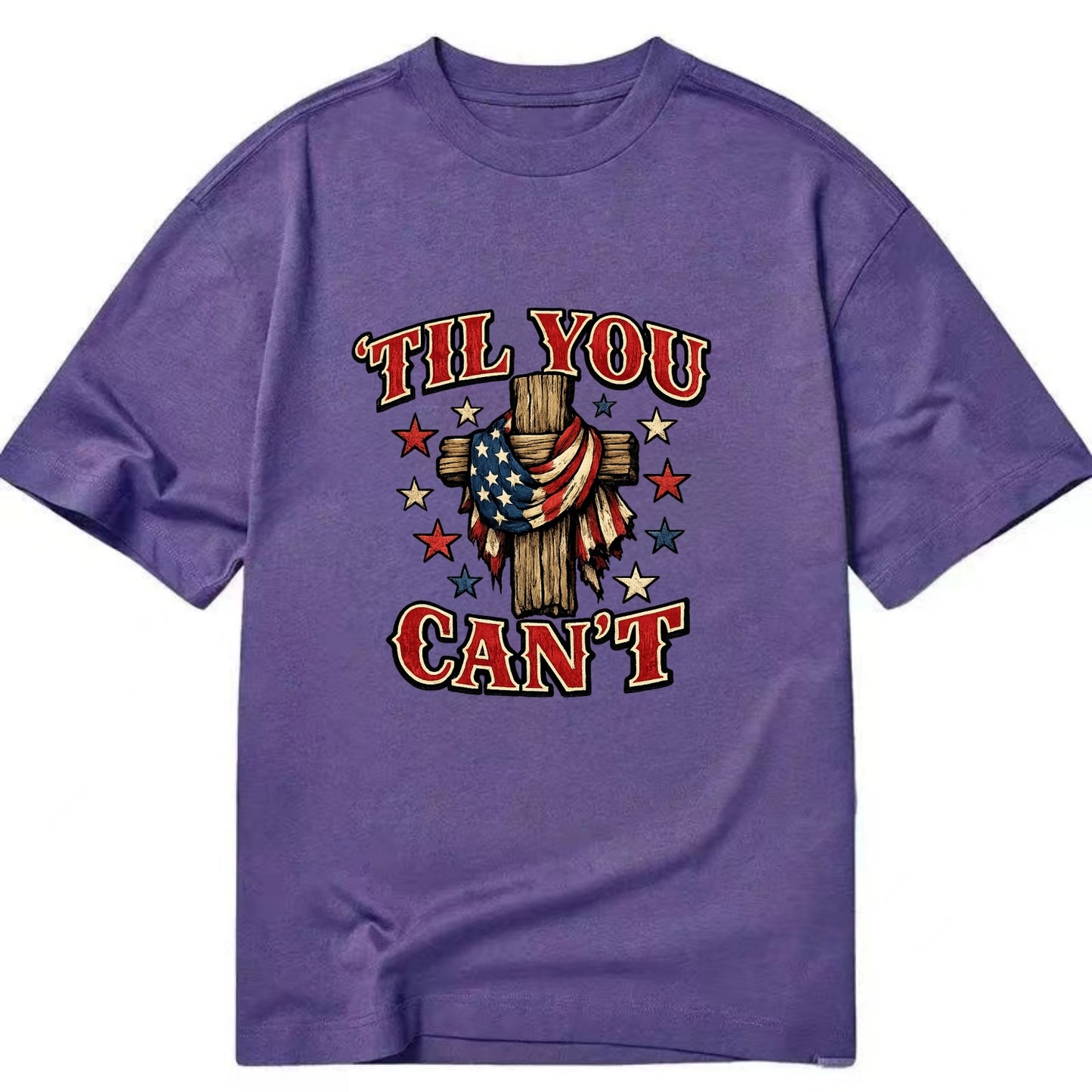 Til You Cant - Flag Cross - Classic T-shirt - Purple