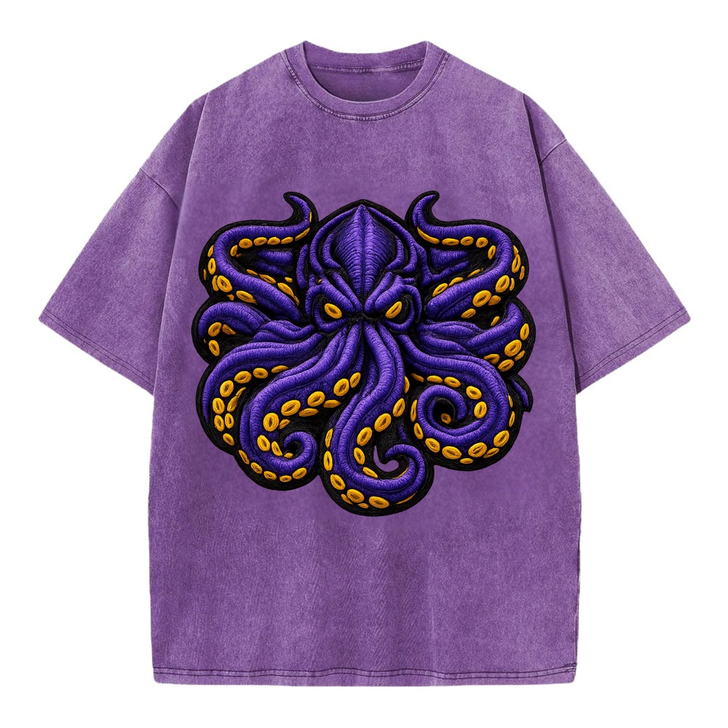 KRAKEN TENTACLES - sea monster in purple and black , deep sea - Vintage T-shirt - Purple
