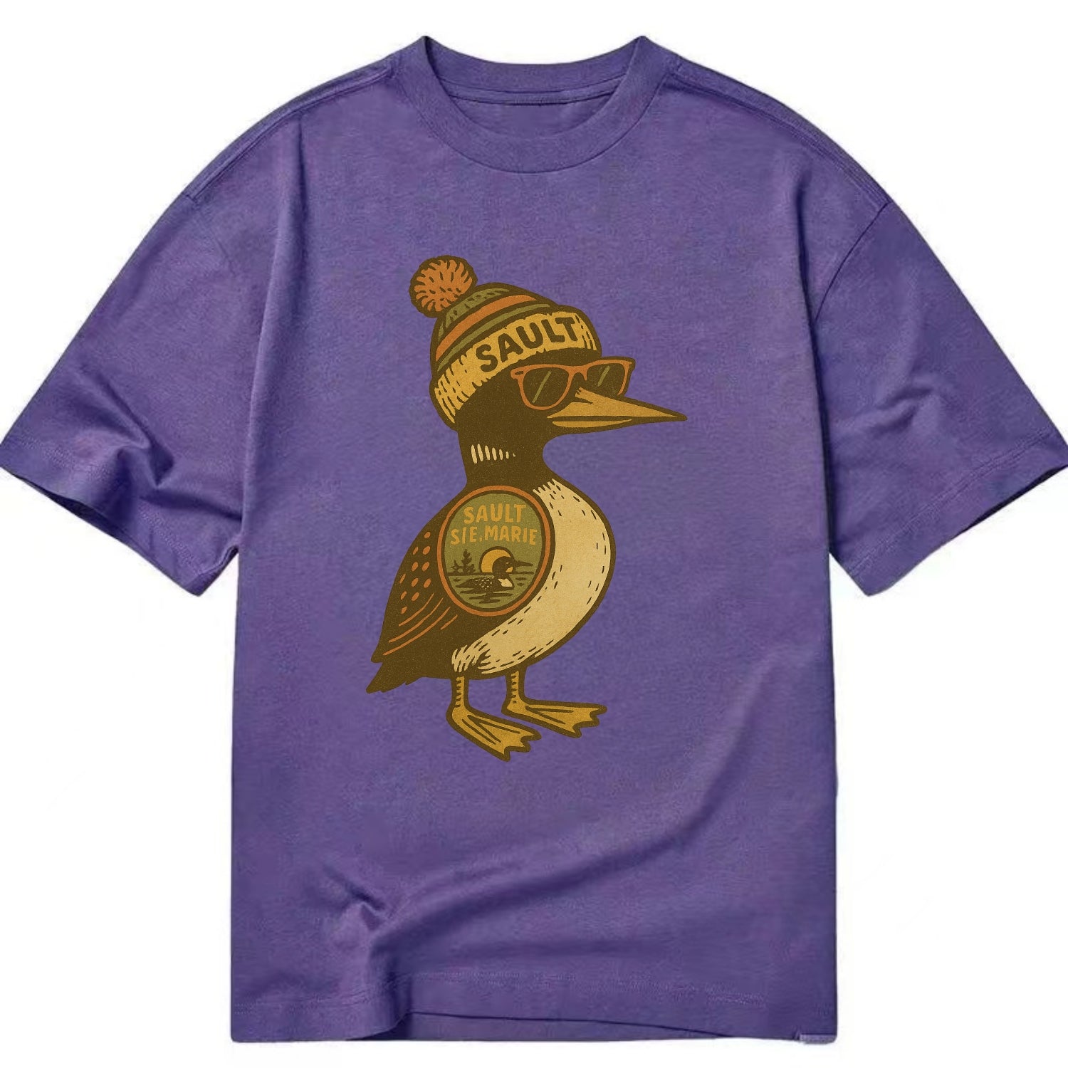 Sault Ste Marie Loon wearing Sault beani - Classic T-shirt - Purple