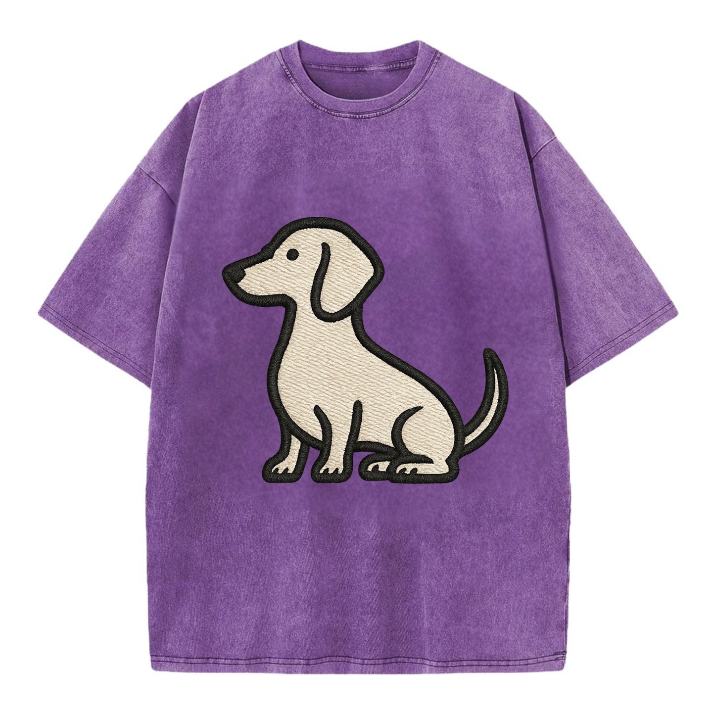 Dachshund - Long body profile view - Vin Vintage T-shirt - Purple