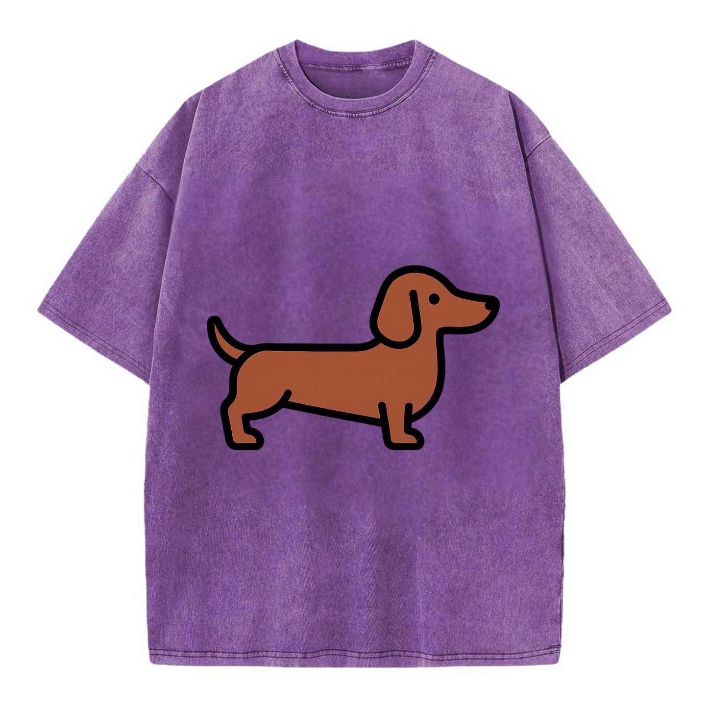 Dachshund - Red/brown smooth flat side profile - Vintage T-shirt - Purple