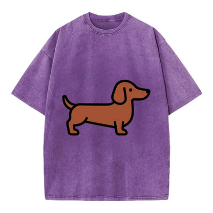 Dachshund - Red/brown smooth flat side profile - Vintage T-shirt - Purple