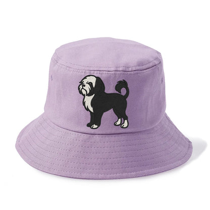 Löwchen - Black and white lion trim embr - Bucket Hat - Purple