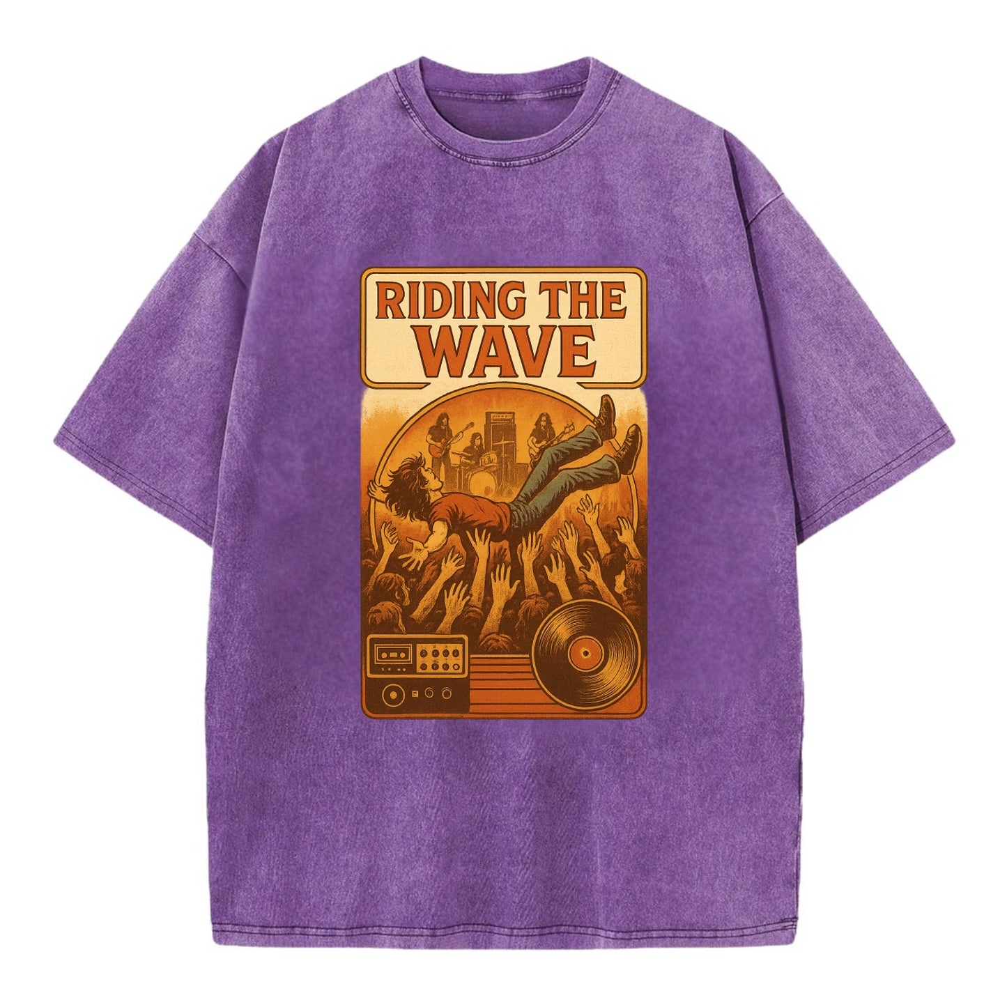 Crowd surfing at packed concert - "Riding the Wave" - concert energy - Vintage T-shirt - Purple