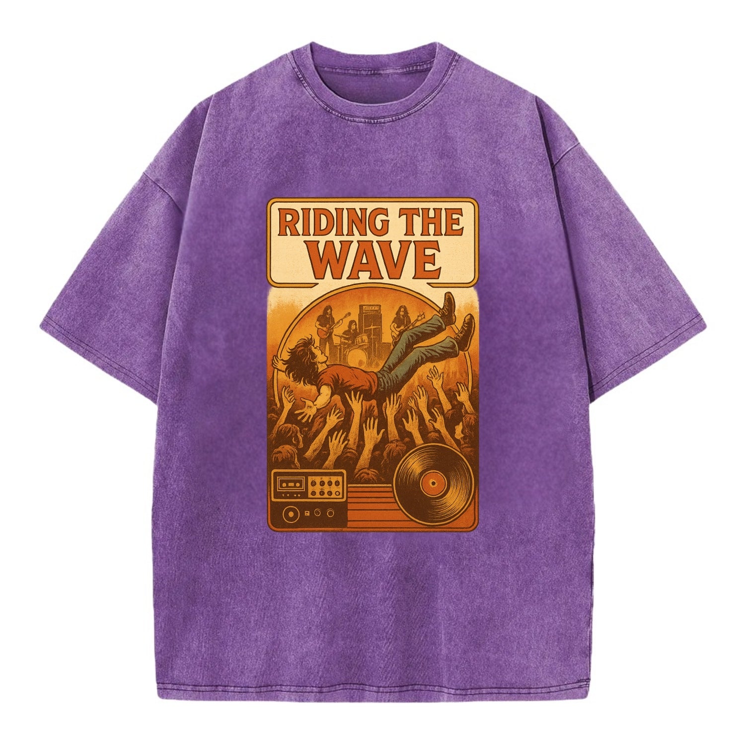 Crowd surfing at packed concert - "Riding the Wave" - concert energy - Vintage T-shirt - Purple
