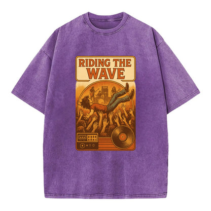 Crowd surfing at packed concert - "Riding the Wave" - concert energy - Vintage T-shirt - Purple