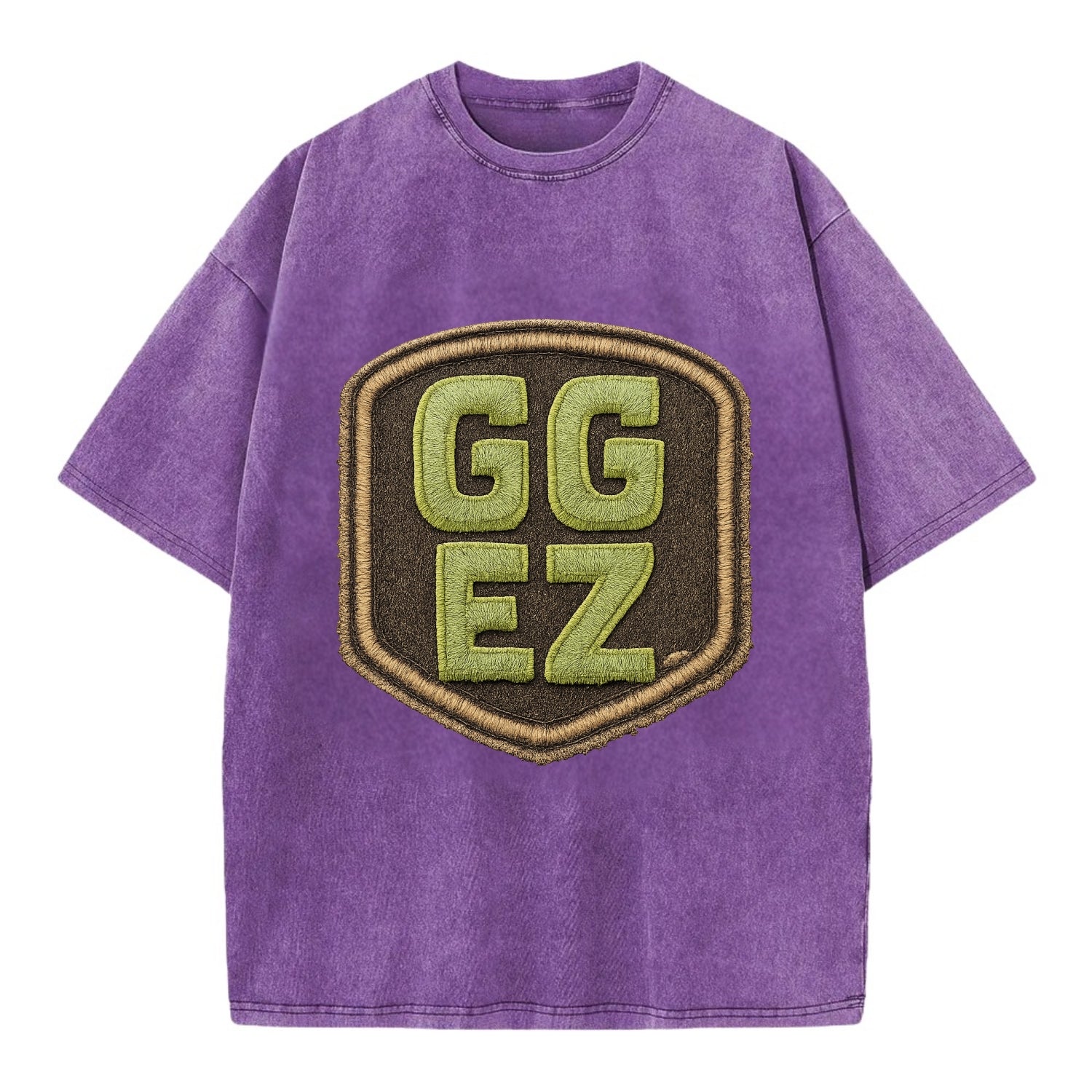 GG EZ - victory text in neon green , easy win - Vintage T-shirt - Purple