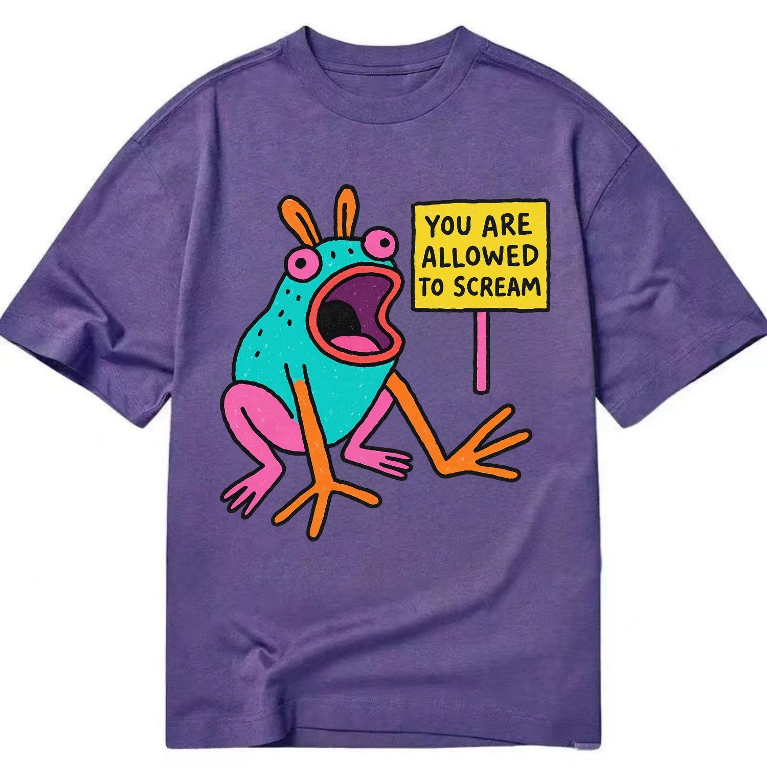 YOU ARE ALLOWED TO SCREAM | Open-mouthed frog mid-scream - Classic T-shirt - Purple