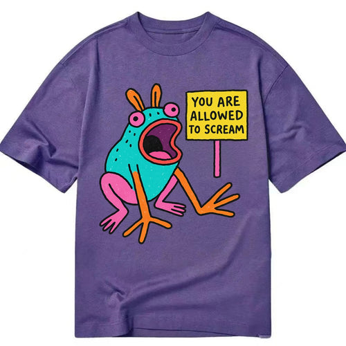 YOU ARE ALLOWED TO SCREAM | Open-mouthed frog mid-scream - Classic T-shirt