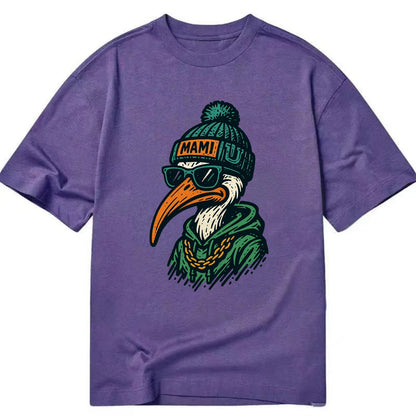 Coral Gables Ibis wearing Miami beanie with U patch - Classic T-shirt - Purple