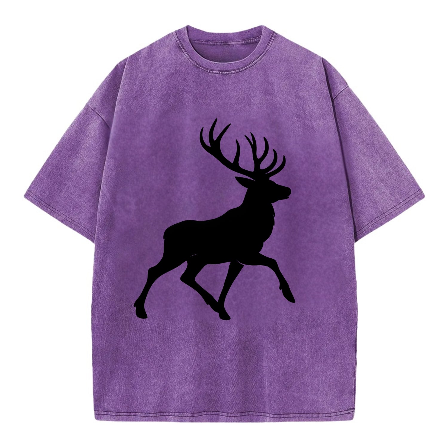 Deer with majestic antlers - Vintage T-shirt - Purple