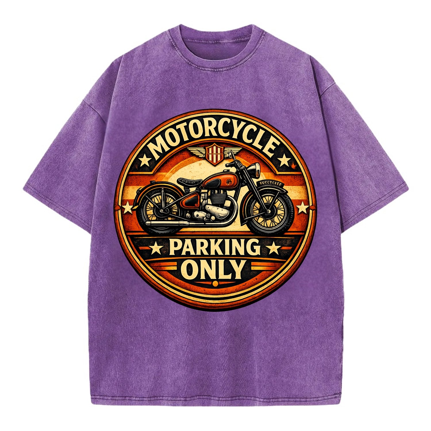 Motorcycle Parking Only - Vintage T-shirt - Purple