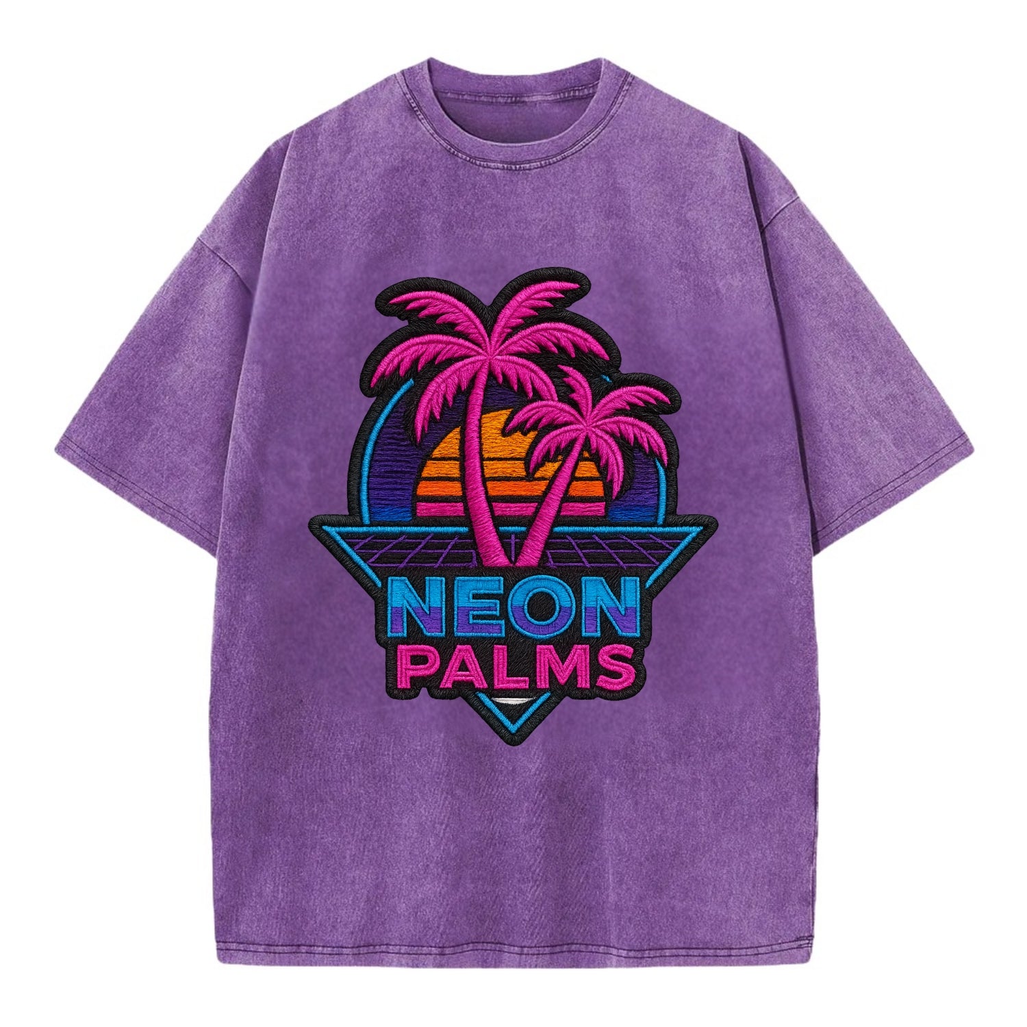 Neon Palms - Vintage T-shirt - Purple