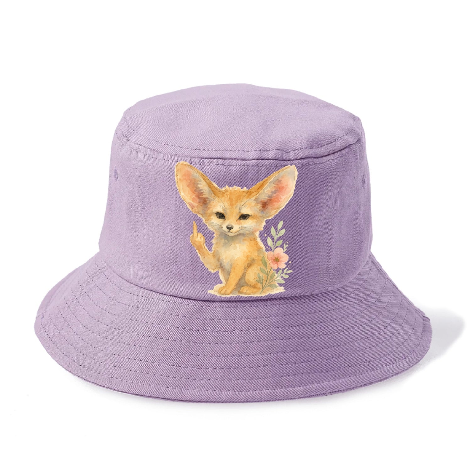 tiny fennec fox with oversized ears, one small paw raised in sass - Bucket Hat - Purple