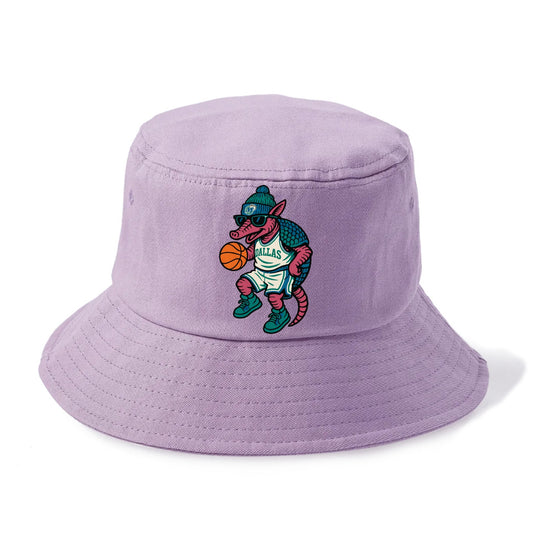 Dallas Armadillo wearing Mavericks beanie with cowboy hat patch and wayfarer sunglasses - Bucket Hat - Purple