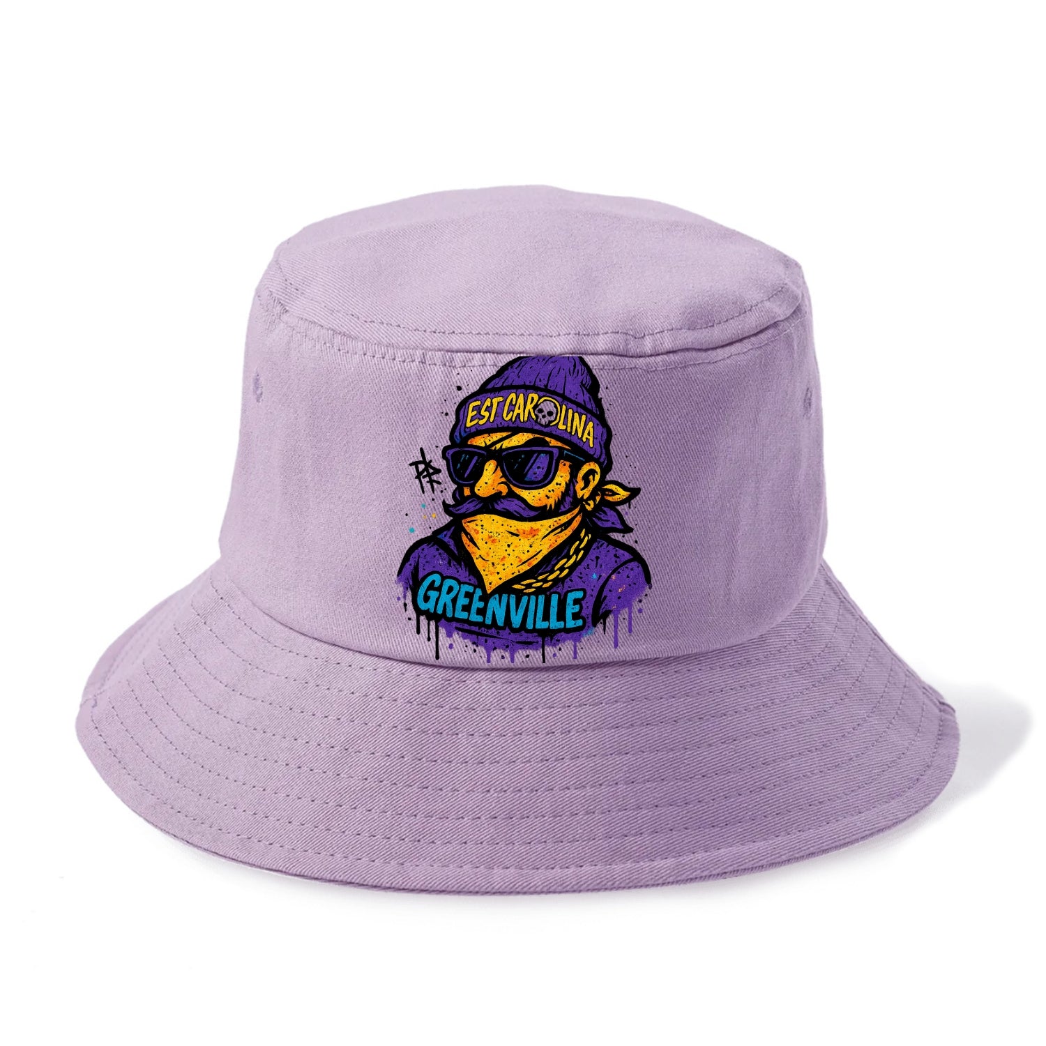 Greenville Pirate wearing East Carolina beanie with skull patch - Bucket Hat - Purple