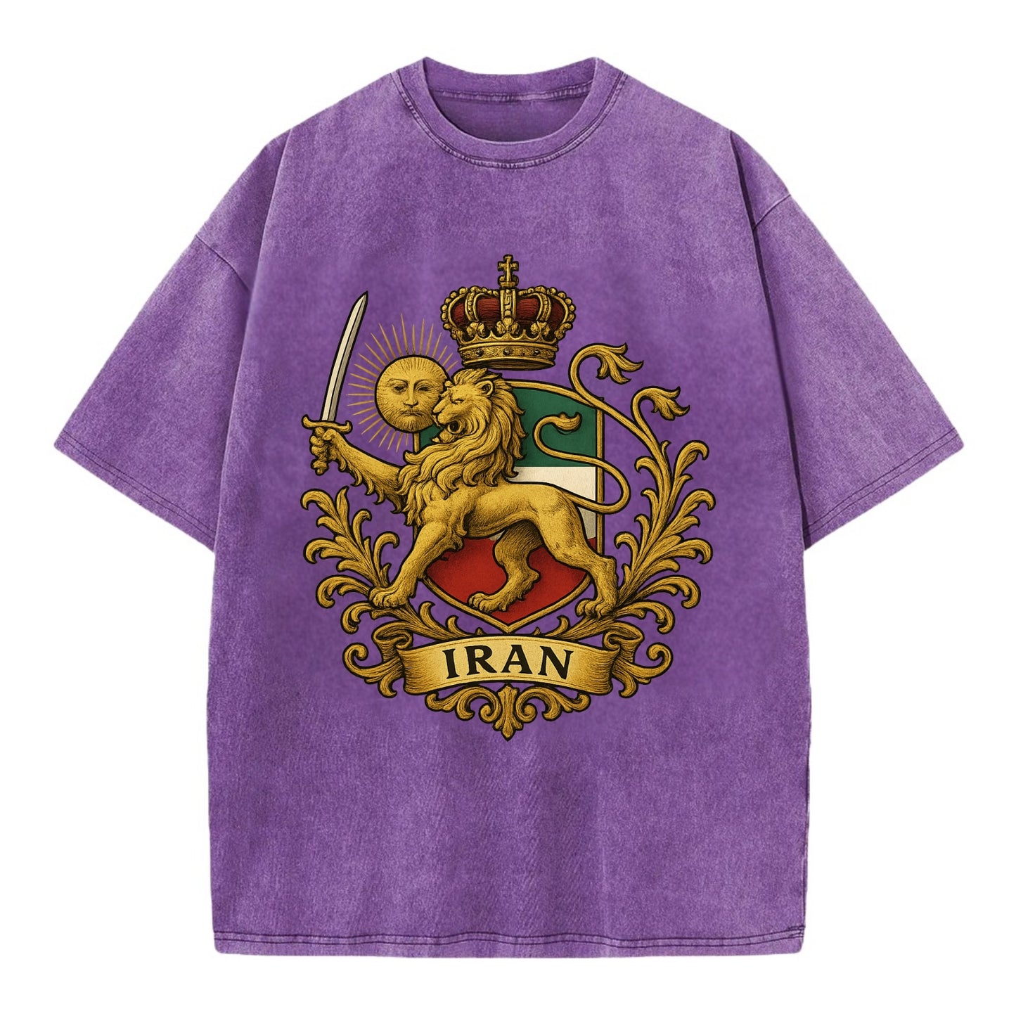 Royal Iran Coat Of Arms - Vintage T-shirt - Purple