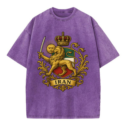 Royal Iran Coat Of Arms - Vintage T-shirt - Purple