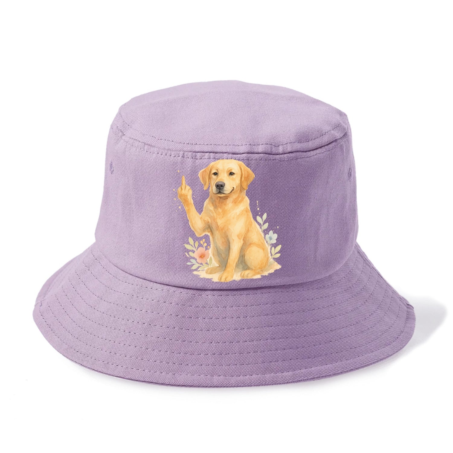 Labrador Retriever yellow sitting pretty, friendly face, strong paw up with sass - Bucket Hat - Purple