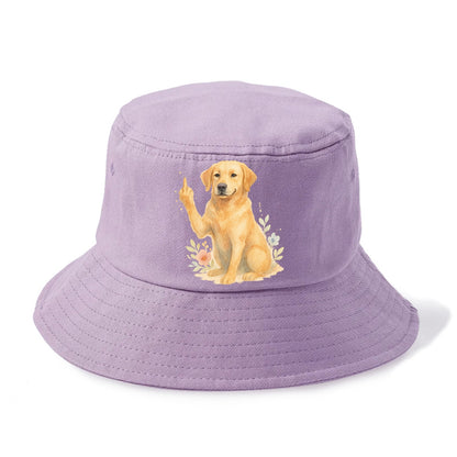 Labrador Retriever yellow sitting pretty, friendly face, strong paw up with sass - Bucket Hat - Purple