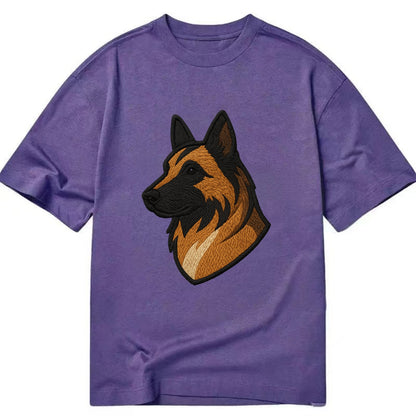 Belgian Tervuren - Fawn with black overlay embroidered design - Classic T-shirt - Purple