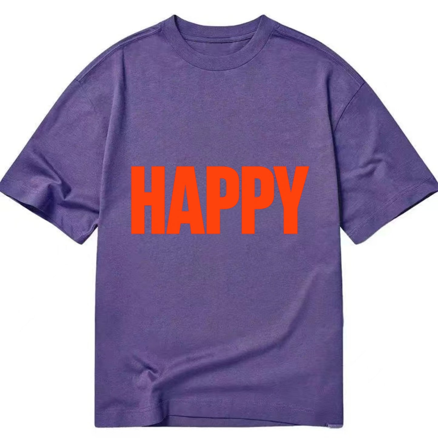 Bold typography design - "HAPPY" - joyful, content, pleased - Classic T-shirt - Purple