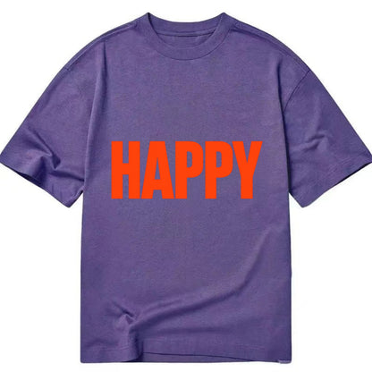 Bold typography design - "HAPPY" - joyful, content, pleased - Classic T-shirt - Purple
