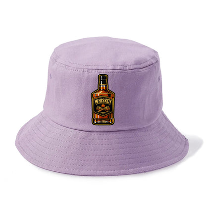 WHISKEY BOTTLE - bourbon bottle in amber and gold , spirits connoisseur - Bucket Hat - Purple