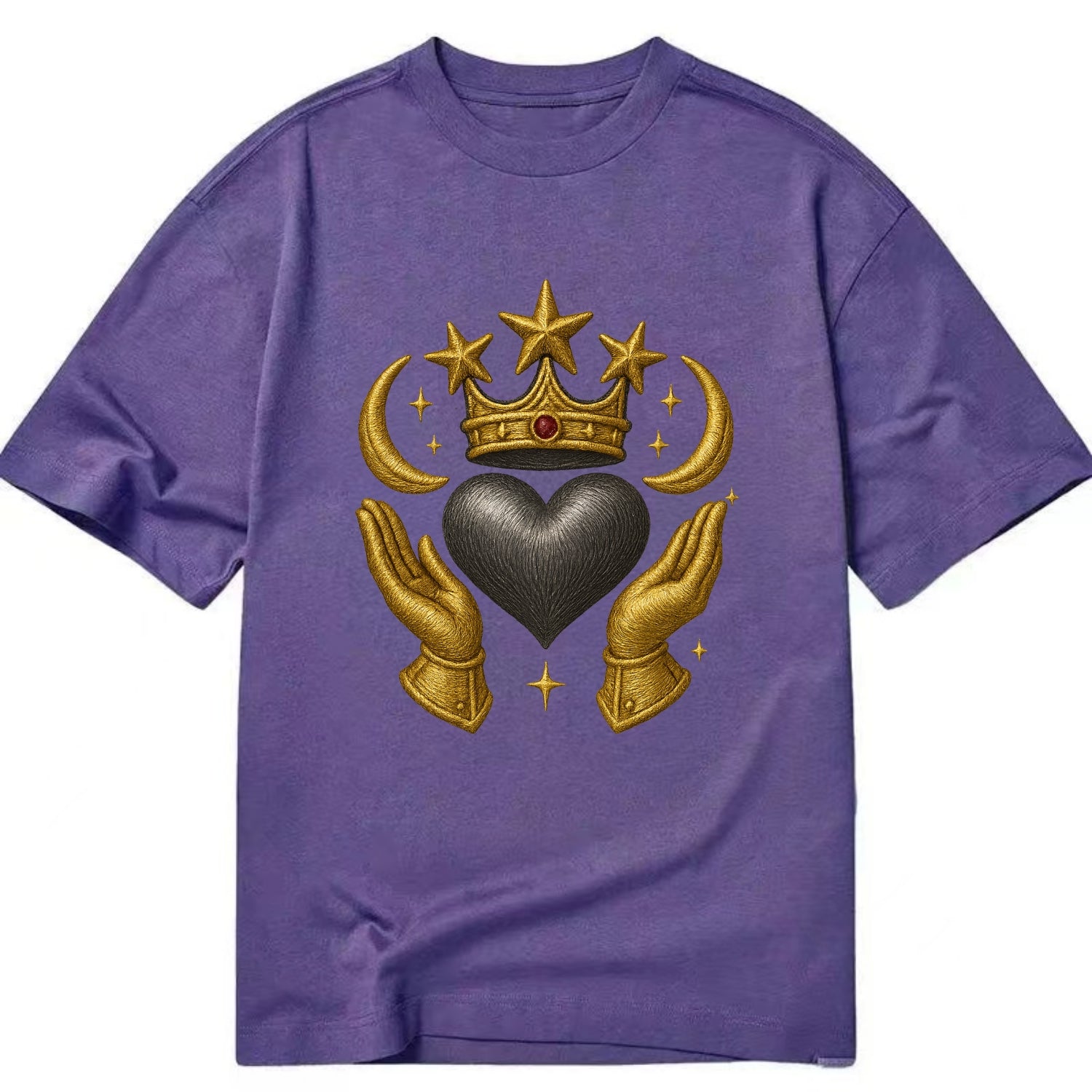 Sun goddess crown radiating golden rays over a midnight heart with henna-adorned - Classic T-shirt - Purple