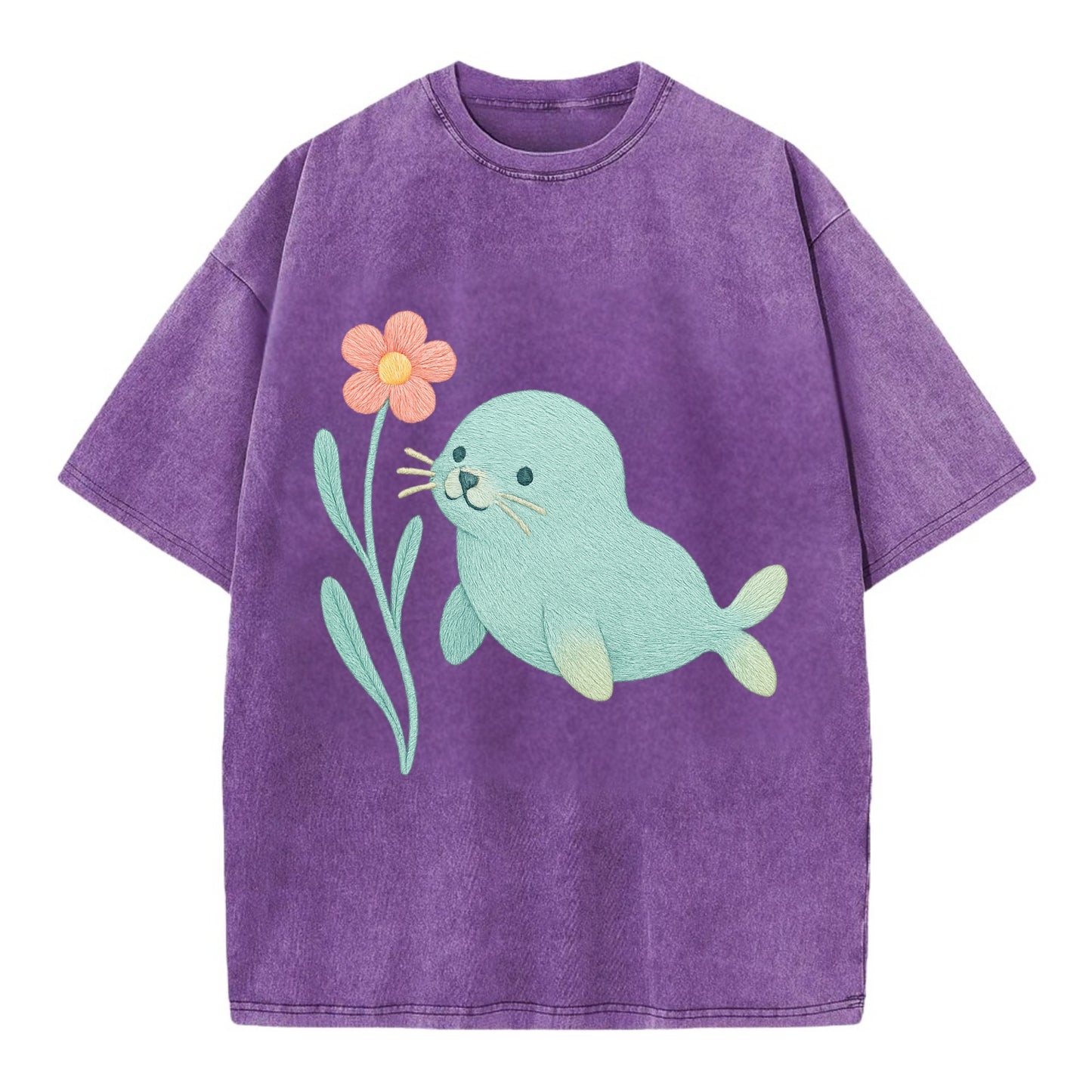 Mint Seal Pup - Vintage T-shirt - Purple