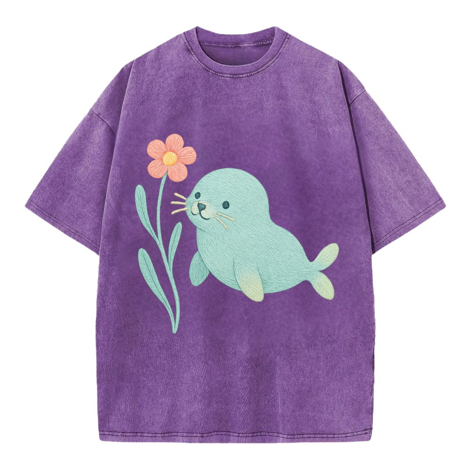 Mint Seal Pup - Vintage T-shirt - Purple