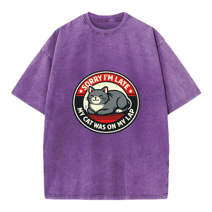 Charming Cat Loaf Excuse Emblem - Vintage T-shirt - Purple